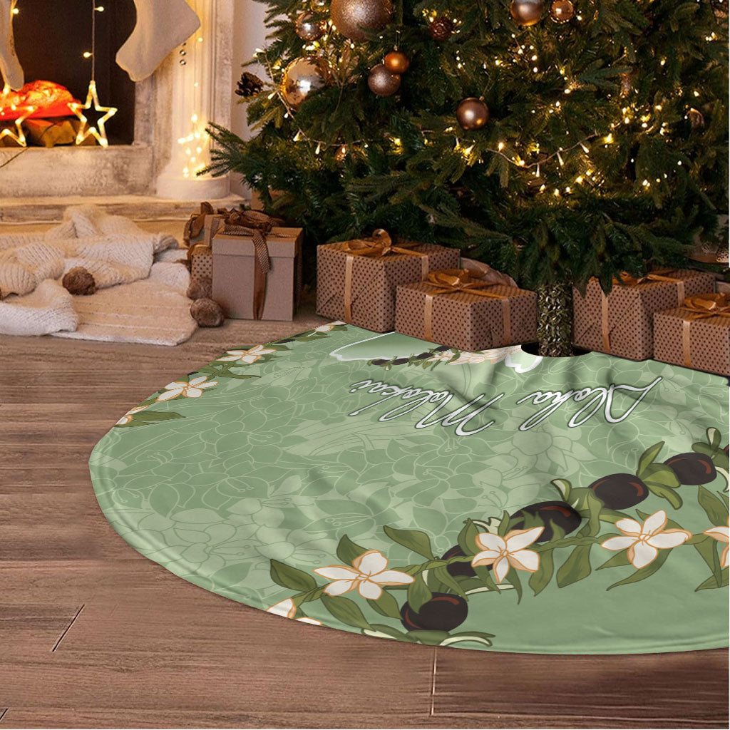 Hawaii Molokai Island Flowers Lei Tree Skirt Kukui Nut Mossy Green