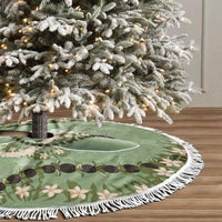 Hawaii Molokai Island Flowers Lei Tree Skirt Kukui Nut Mossy Green