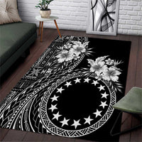 Kia Orana Cook Islands Area Rug Tiare and Stars LT7 Black - Polynesian Pride