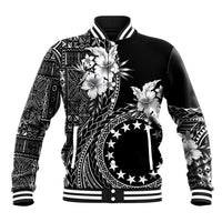 Kia Orana Cook Islands Baseball Jacket Tiare and Stars LT7 Unisex Black - Polynesian Pride