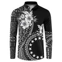 Kia Orana Cook Islands Button Sweatshirt Tiare and Stars LT7 Black - Polynesian Pride