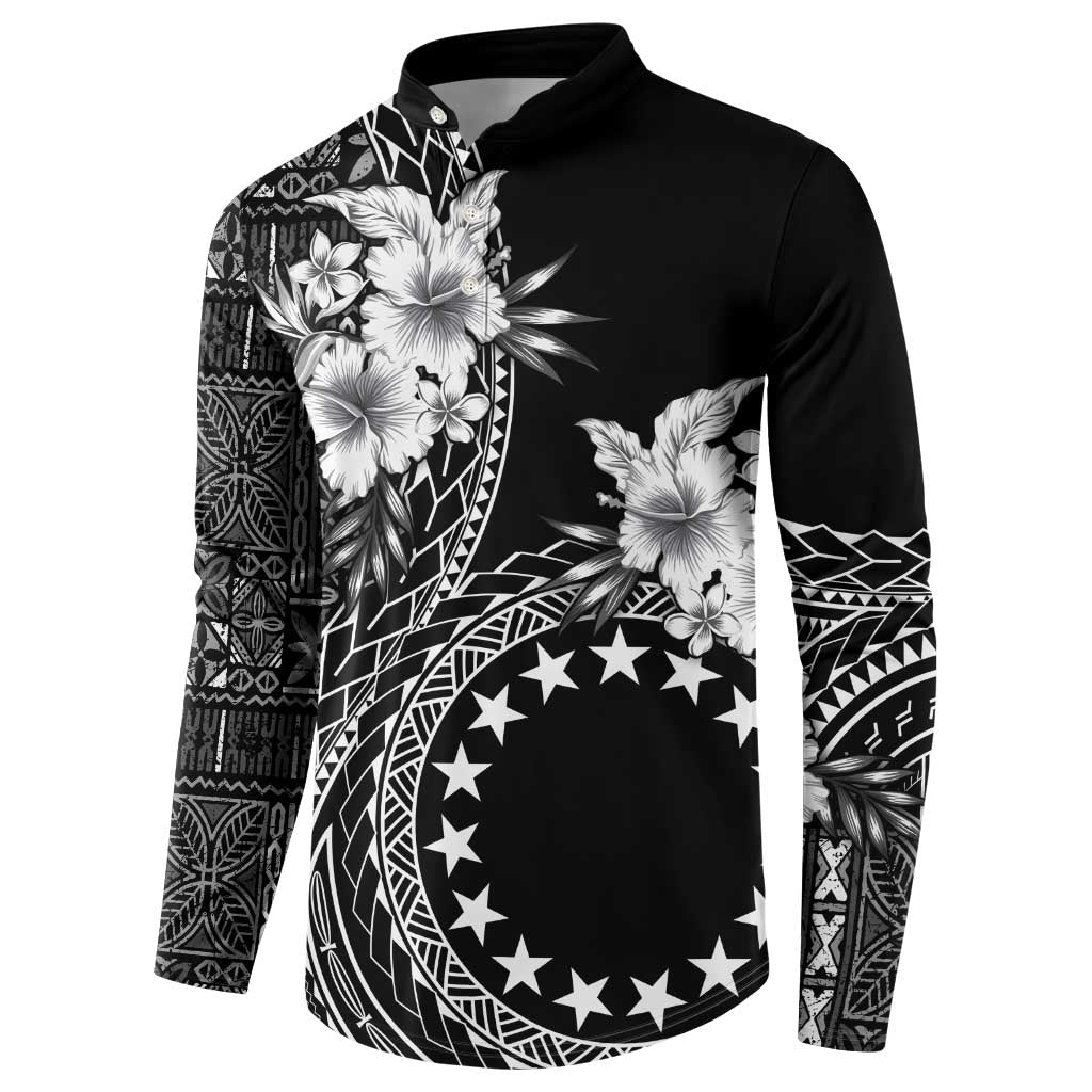 Kia Orana Cook Islands Button Sweatshirt Tiare and Stars LT7 - Polynesian Pride