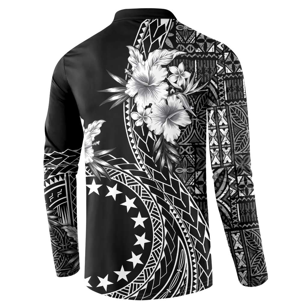 Kia Orana Cook Islands Button Sweatshirt Tiare and Stars LT7 - Polynesian Pride