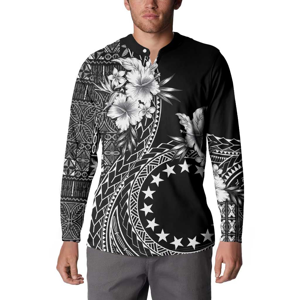 Kia Orana Cook Islands Button Sweatshirt Tiare and Stars LT7 - Polynesian Pride