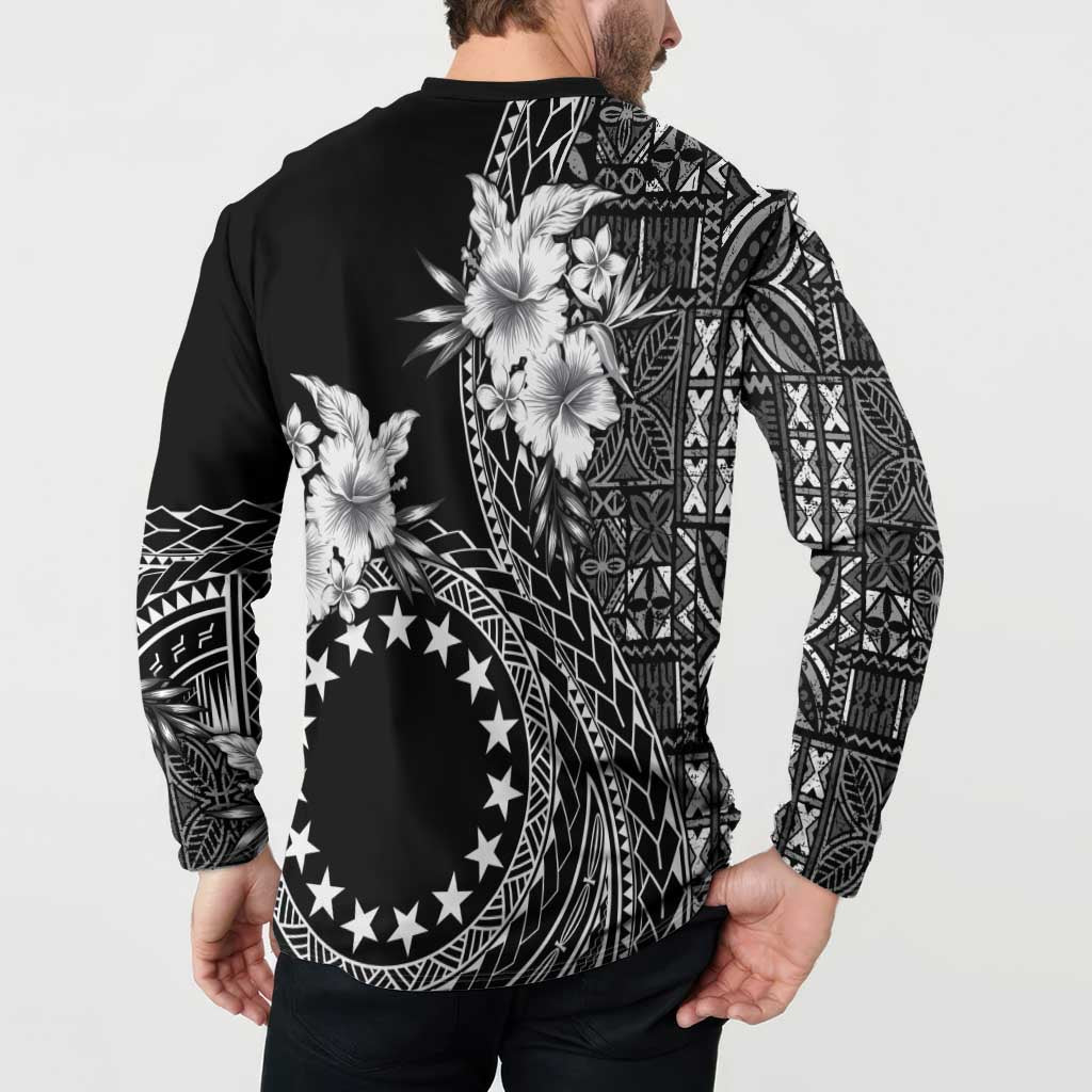 Kia Orana Cook Islands Button Sweatshirt Tiare and Stars LT7 - Polynesian Pride