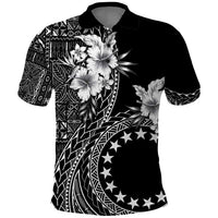 Kia Orana Cook Islands Polo Shirt - Tiare and Stars LT7 Black - Polynesian Pride