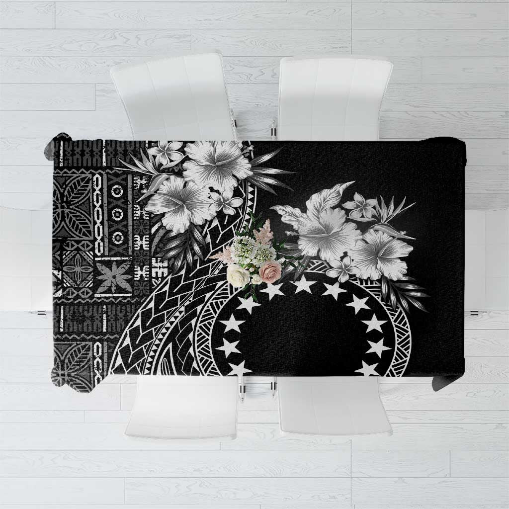 Kia Orana Cook Islands Tablecloth Tiare and Stars LT7 Black - Polynesian Pride