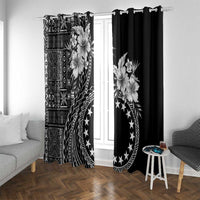 Kia Orana Cook Islands Window Curtain Tiare and Stars LT7 With Grommets Black - Polynesian Pride