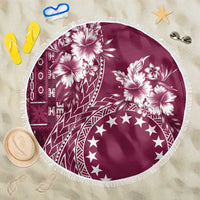 Kia Orana Cook Islands Beach Blanket Tiare and Stars - Maroon LT7 One Size 150cm Maroon - Polynesian Pride