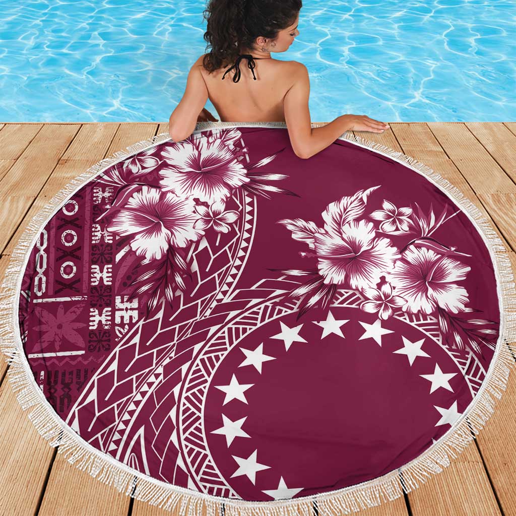 Kia Orana Cook Islands Beach Blanket Tiare and Stars - Maroon LT7 - Polynesian Pride
