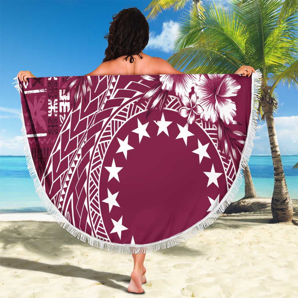 Kia Orana Cook Islands Beach Blanket Tiare and Stars - Maroon LT7 - Polynesian Pride