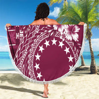 Kia Orana Cook Islands Beach Blanket Tiare and Stars - Maroon LT7 - Polynesian Pride