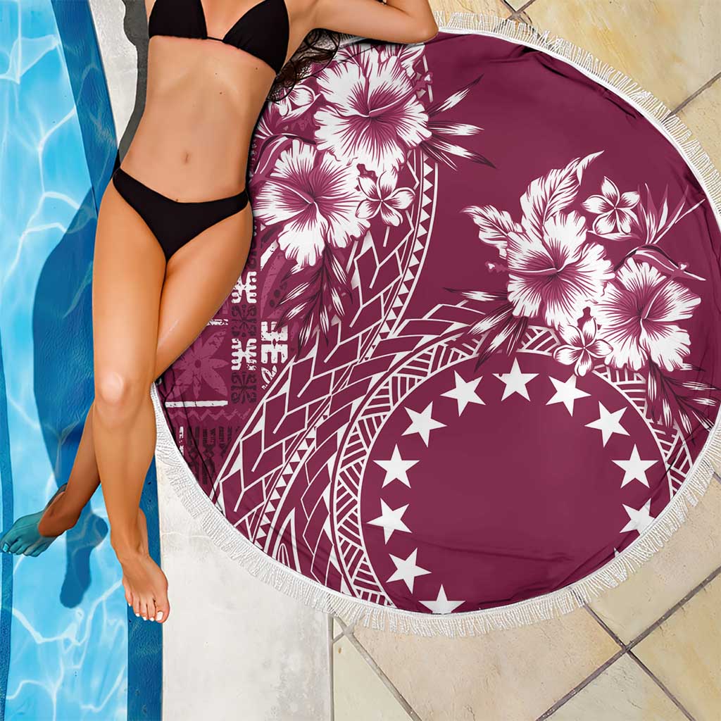 Kia Orana Cook Islands Beach Blanket Tiare and Stars - Maroon LT7 - Polynesian Pride
