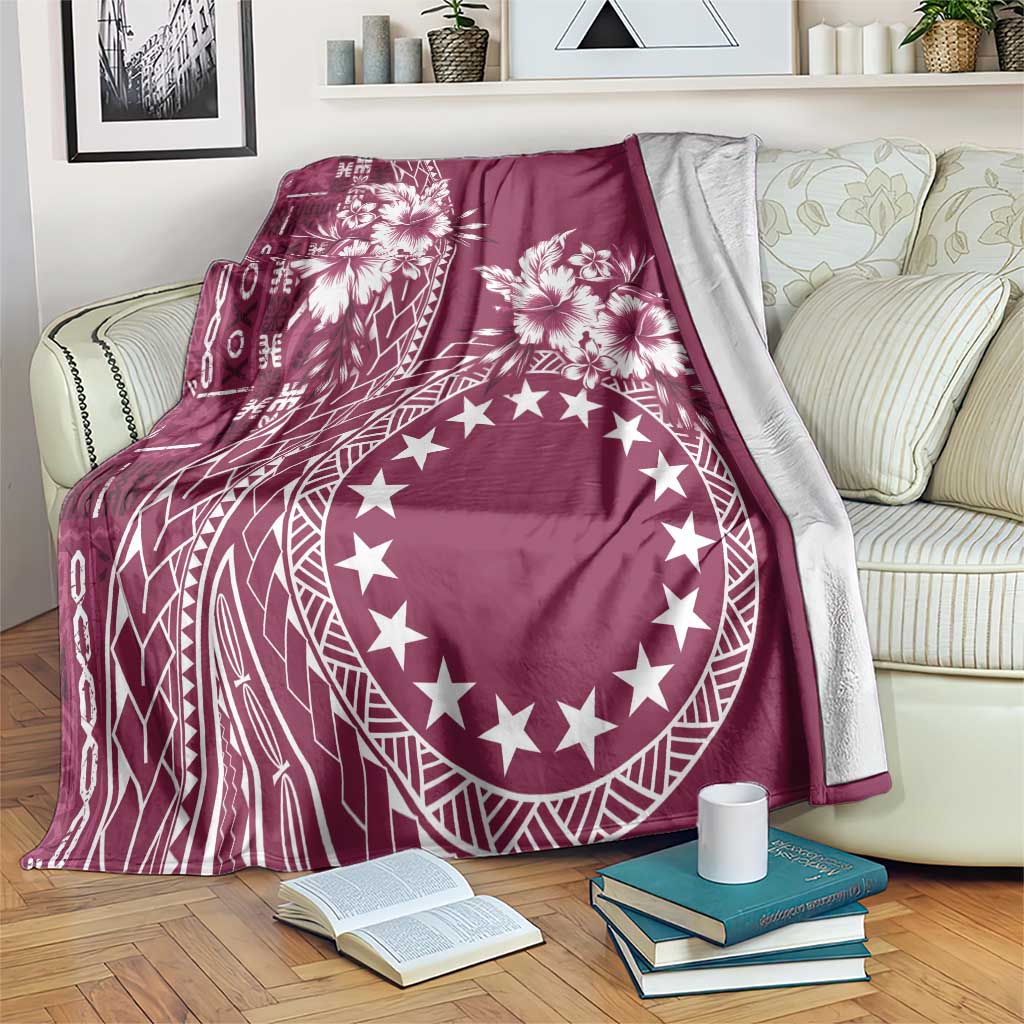 Kia Orana Cook Islands Blanket Tiare and Stars - Maroon LT7 Maroon - Polynesian Pride