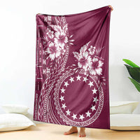 Kia Orana Cook Islands Blanket Tiare and Stars - Maroon LT7 - Polynesian Pride