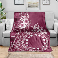 Kia Orana Cook Islands Blanket Tiare and Stars - Maroon LT7 - Polynesian Pride