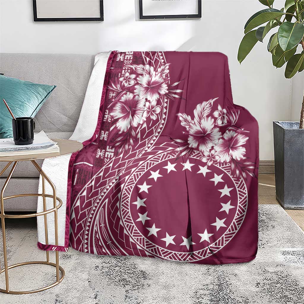 Kia Orana Cook Islands Blanket Tiare and Stars - Maroon LT7 - Polynesian Pride