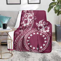 Kia Orana Cook Islands Blanket Tiare and Stars - Maroon LT7 - Polynesian Pride