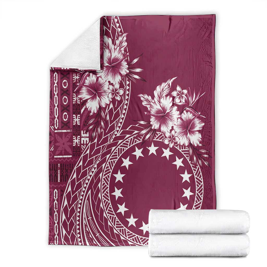 Kia Orana Cook Islands Blanket Tiare and Stars - Maroon LT7 - Polynesian Pride