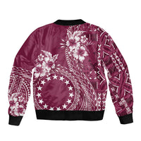 Kia Orana Cook Islands Bomber Jacket Tiare and Stars - Maroon LT7 - Polynesian Pride