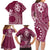 Kia Orana Cook Islands Family Matching Long Sleeve Bodycon Dress and Hawaiian Shirt Tiare and Stars - Maroon