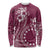 Kia Orana Cook Islands Long Sleeve Shirt Tiare and Stars - Maroon