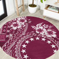 Kia Orana Cook Islands Round Carpet Tiare and Stars - Maroon LT7 Maroon - Polynesian Pride