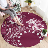Kia Orana Cook Islands Round Carpet Tiare and Stars - Maroon LT7 - Polynesian Pride