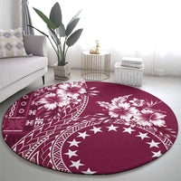 Kia Orana Cook Islands Round Carpet Tiare and Stars - Maroon LT7 - Polynesian Pride