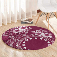 Kia Orana Cook Islands Round Carpet Tiare and Stars - Maroon LT7 - Polynesian Pride