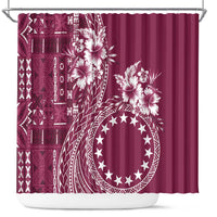 Kia Orana Cook Islands Shower Curtain Tiare and Stars - Maroon LT7 Maroon - Polynesian Pride