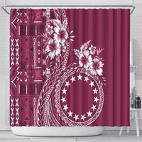 Kia Orana Cook Islands Shower Curtain Tiare and Stars - Maroon LT7 - Polynesian Pride