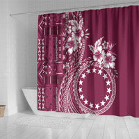 Kia Orana Cook Islands Shower Curtain Tiare and Stars - Maroon LT7 - Polynesian Pride