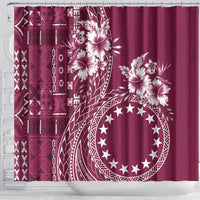 Kia Orana Cook Islands Shower Curtain Tiare and Stars - Maroon LT7 - Polynesian Pride