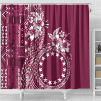 Kia Orana Cook Islands Shower Curtain Tiare and Stars - Maroon LT7 - Polynesian Pride