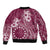 Kia Orana Cook Islands Sleeve Zip Bomber Jacket Tiare and Stars - Maroon