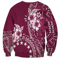 Kia Orana Cook Islands Sweatshirt Tiare and Stars - Maroon LT7 - Polynesian Pride