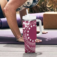 Kia Orana Cook Islands Tumbler With Handle Tiare & Stars - Maroon LT7 - Polynesian Pride