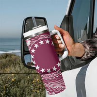 Kia Orana Cook Islands Tumbler With Handle Tiare & Stars - Maroon LT7 - Polynesian Pride