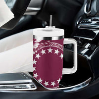 Kia Orana Cook Islands Tumbler With Handle Tiare & Stars - Maroon LT7 - Polynesian Pride