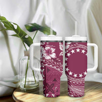 Kia Orana Cook Islands Tumbler With Handle Tiare & Stars - Maroon LT7 - Polynesian Pride