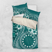 Kia Orana Cook Islands Bedding Set Tiare and Stars - Teal LT7 US Twin 172cm x 218cm Teal - Polynesian Pride