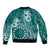 Kia Orana Cook Islands Bomber Jacket Tiare and Stars - Teal