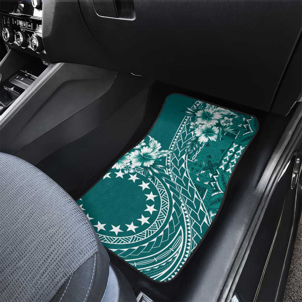 Kia Orana Cook Islands Car Mats Tiare and Stars - Teal LT7 - Polynesian Pride