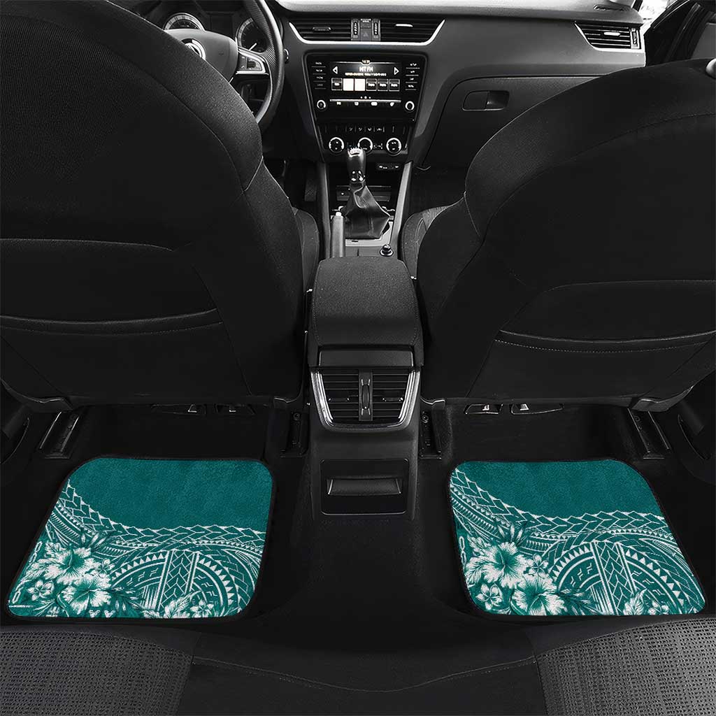 Kia Orana Cook Islands Car Mats Tiare and Stars - Teal LT7 Set 2pcs - Back Teal - Polynesian Pride