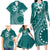 Kia Orana Cook Islands Family Matching Long Sleeve Bodycon Dress and Hawaiian Shirt Tiare and Stars - Teal