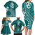 Kia Orana Cook Islands Family Matching Long Sleeve Bodycon Dress and Hawaiian Shirt Tiare and Stars - Teal