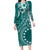 Kia Orana Cook Islands Family Matching Long Sleeve Bodycon Dress and Hawaiian Shirt Tiare and Stars - Teal