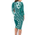 Kia Orana Cook Islands Family Matching Long Sleeve Bodycon Dress and Hawaiian Shirt Tiare and Stars - Teal