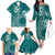 Kia Orana Cook Islands Family Matching Off The Shoulder Long Sleeve Dress and Hawaiian Shirt Tiare and Stars - Teal